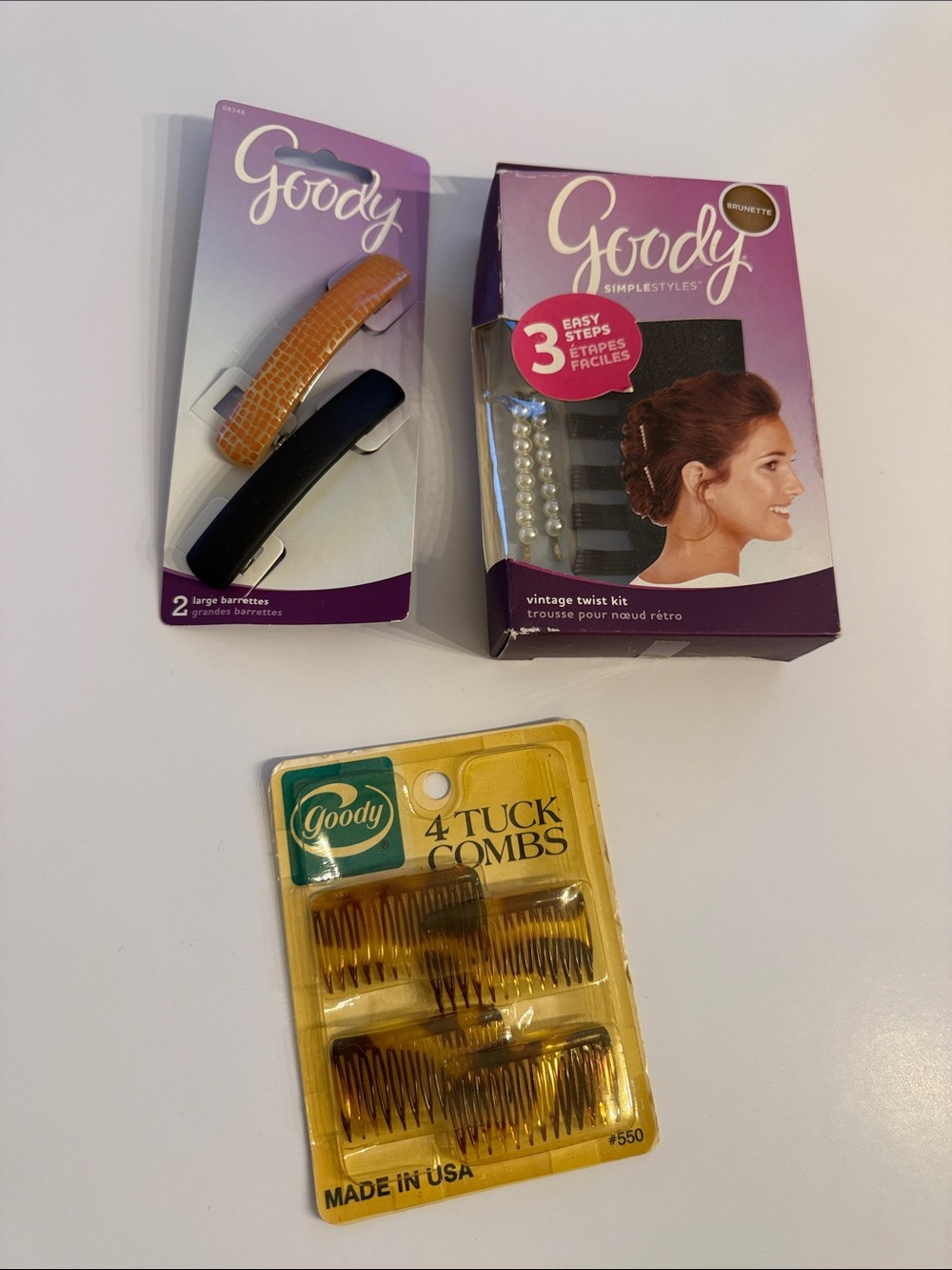 Goody Women’s Hair Accessory Set — Black and Amber Hair Clips & Tuck Combs